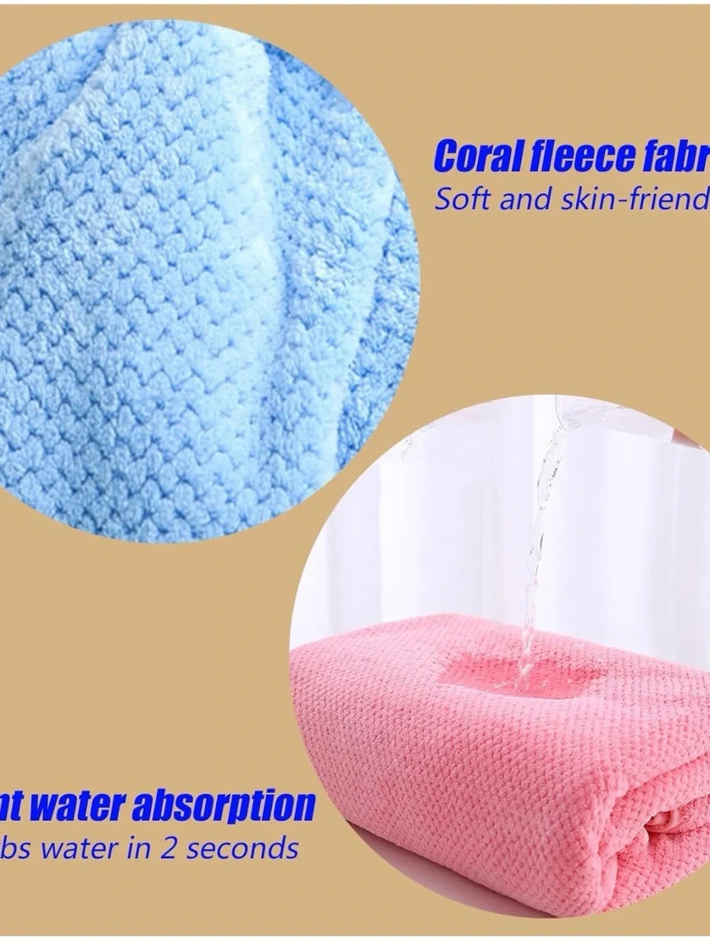 light blue, pink fleece wearable bath towel wrap with a daisy pocket